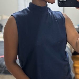 Vintage Mock Neck Sleeveless Top